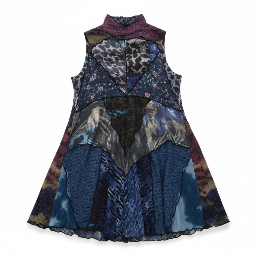 Soft Surroundings Stylish Blue Patterned Long Vest - image 4